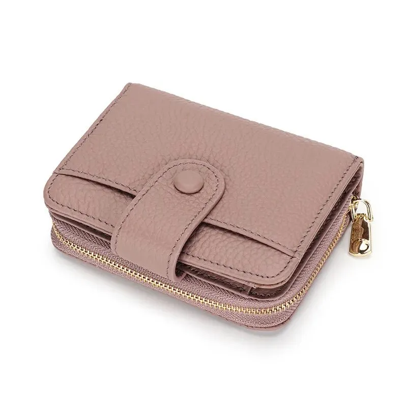 Chic Zipper Coin : Genuine Leather Wallet