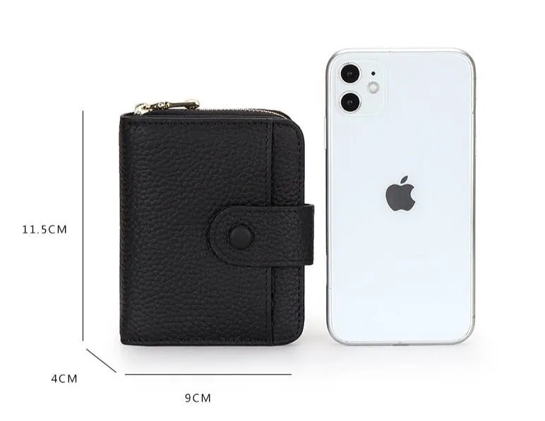 Chic Zipper Coin : Genuine Leather Wallet