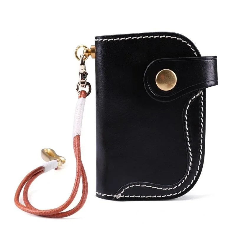 Cool Black Leather Men's Biker Key Wallet Card Holder Key Chain Key Holders Key Holder For Men