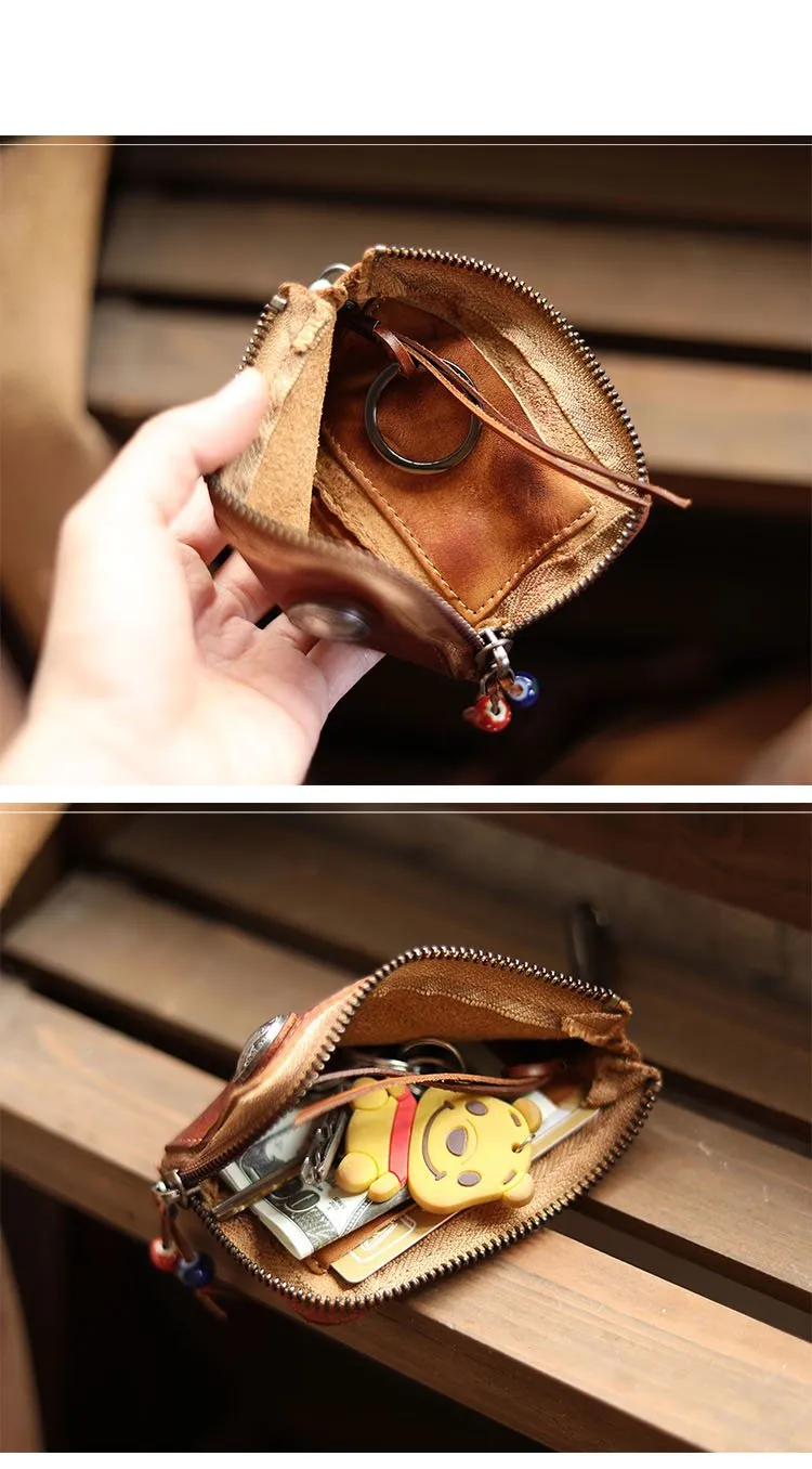 Cool Black Leather Mens Charcoal Key Wallet Coin Purse Front Pocket Wallets For Men