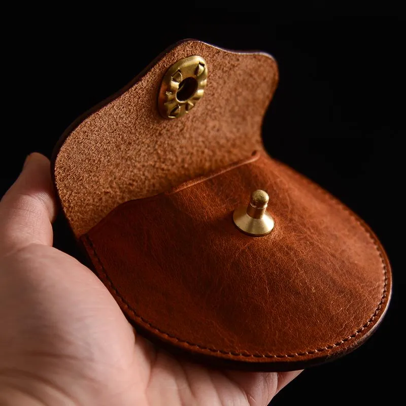 Cool Black Leather Mens Small Coin Wallet Change Wallet Brown Coin Earphones Cases For Men