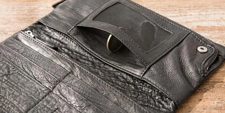 Cool Black Skull Leather Mens Long Wallet Long Wallet for Men