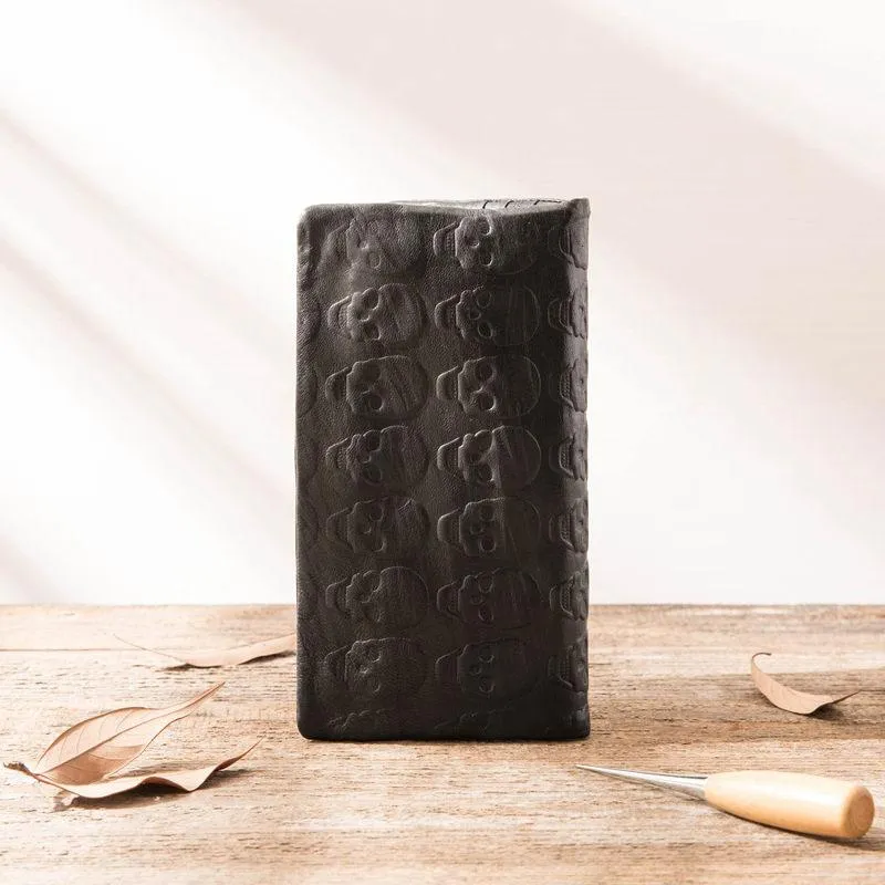 Cool Black Skull Leather Mens Long Wallet Long Wallet for Men