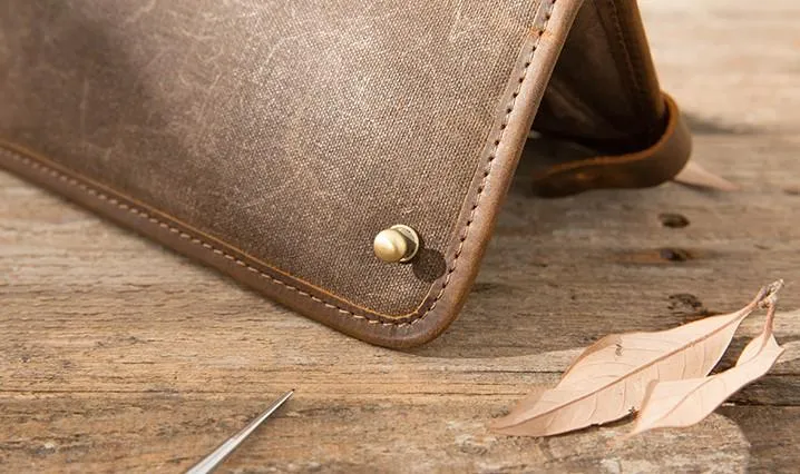 Cool Canvas Leather Mens Bifold Long Wallet Long Wallet for Men