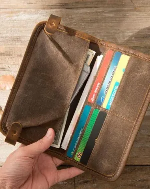 Cool Canvas Leather Mens Bifold Long Wallet Long Wallet for Men