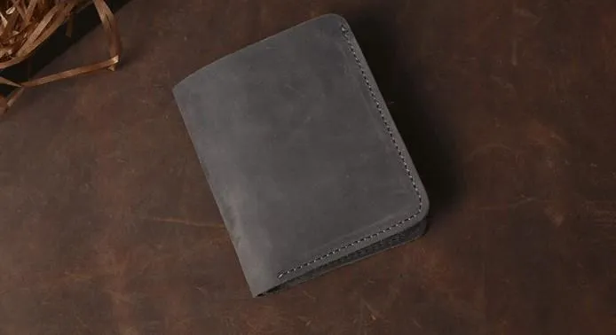 Cool Coffee Leather Mens Small Wallets Bifold Vintage Slim billfold Wallet for Men