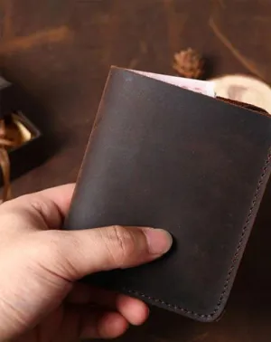 Cool Coffee Leather Mens Small Wallets Bifold Vintage Slim billfold Wallet for Men