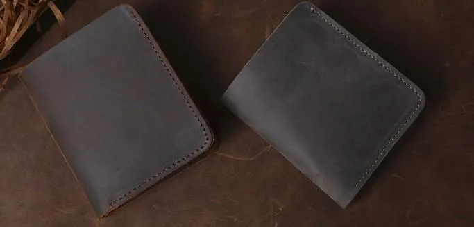 Cool Coffee Leather Mens Small Wallets Bifold Vintage Slim billfold Wallet for Men