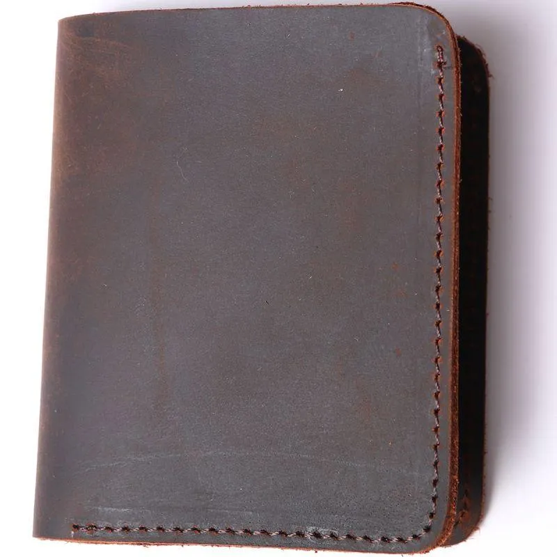Cool Coffee Leather Mens Small Wallets Bifold Vintage Slim billfold Wallet for Men