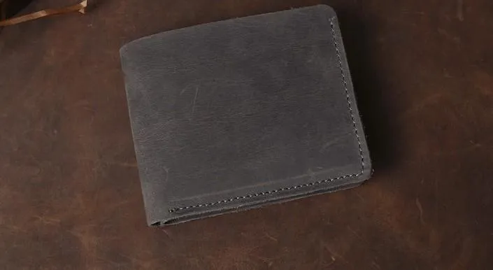 Cool Coffee Leather Mens Small Wallets Bifold Vintage Slim billfold Wallet for Men