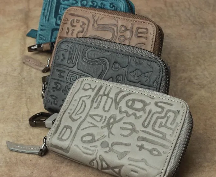 Cool Leather Aztec Designed Mens Car Key Key Wallet Small Key Holders for Men