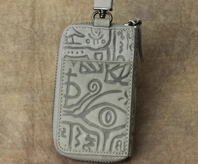Cool Leather Aztec Designed Mens Car Key Key Wallet Small Key Holders for Men