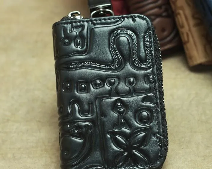 Cool Leather Aztec Designed Mens Car Key Key Wallet Small Key Holders for Men