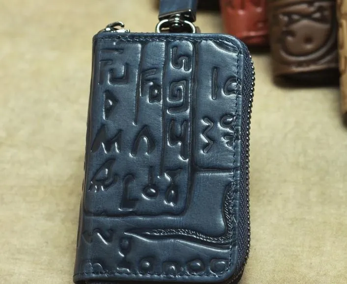 Cool Leather Aztec Designed Mens Car Key Key Wallet Small Key Holders for Men