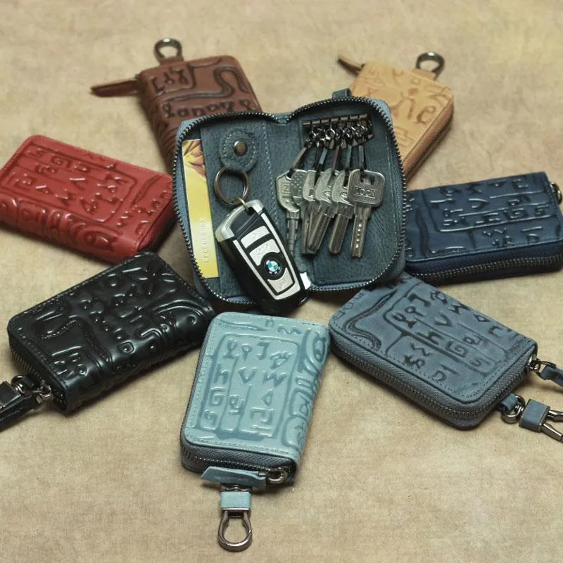 Cool Leather Aztec Designed Mens Car Key Key Wallet Small Key Holders for Men