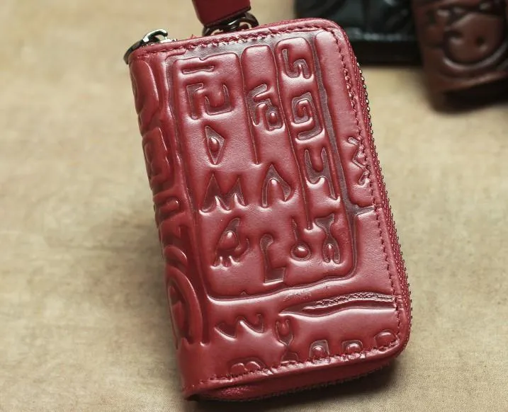 Cool Leather Aztec Designed Mens Car Key Key Wallet Small Key Holders for Men