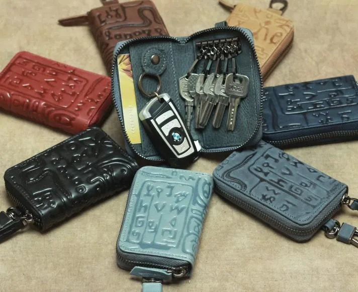 Cool Leather Aztec Designed Mens Car Key Key Wallet Small Key Holders for Men