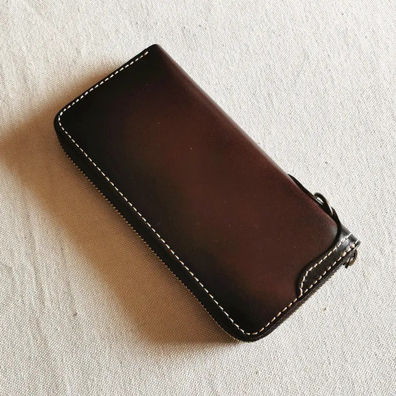 Cool Leather Biker Chain Wallet Mens Vintage Biker Long Zip Wallet for Men
