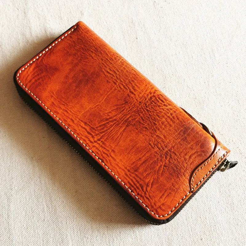 Cool Leather Biker Chain Wallet Mens Vintage Biker Long Zip Wallet for Men