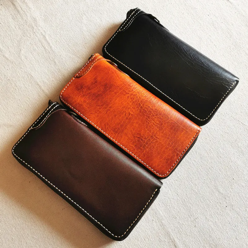 Cool Leather Biker Chain Wallet Mens Vintage Biker Long Zip Wallet for Men