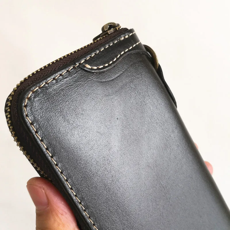 Cool Leather Biker Chain Wallet Mens Vintage Biker Long Zip Wallet for Men
