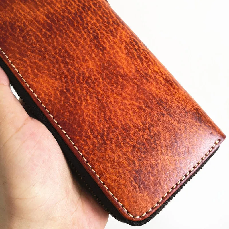 Cool Leather Biker Chain Wallet Mens Vintage Biker Long Zip Wallet for Men