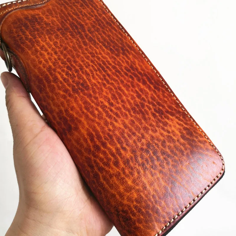 Cool Leather Biker Chain Wallet Mens Vintage Biker Long Zip Wallet for Men