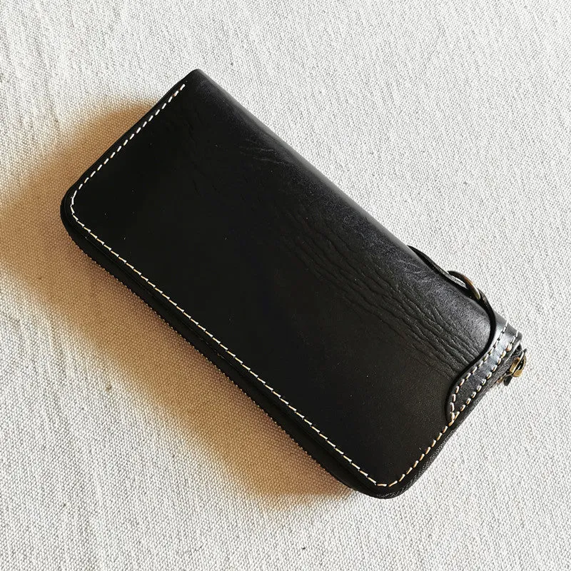 Cool Leather Biker Chain Wallet Mens Vintage Biker Long Zip Wallet for Men