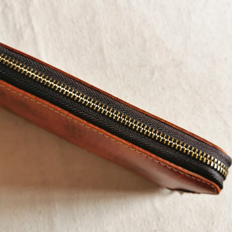 Cool Leather Biker Chain Wallet Mens Vintage Biker Long Zip Wallet for Men