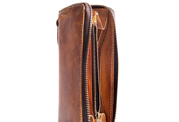 Cool Leather Biker Chain Wallet Mens Vintage Biker Long Zip Wallet for Men