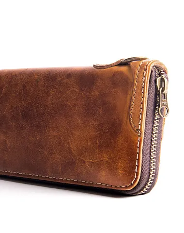 Cool Leather Biker Chain Wallet Mens Vintage Biker Long Zip Wallet for Men