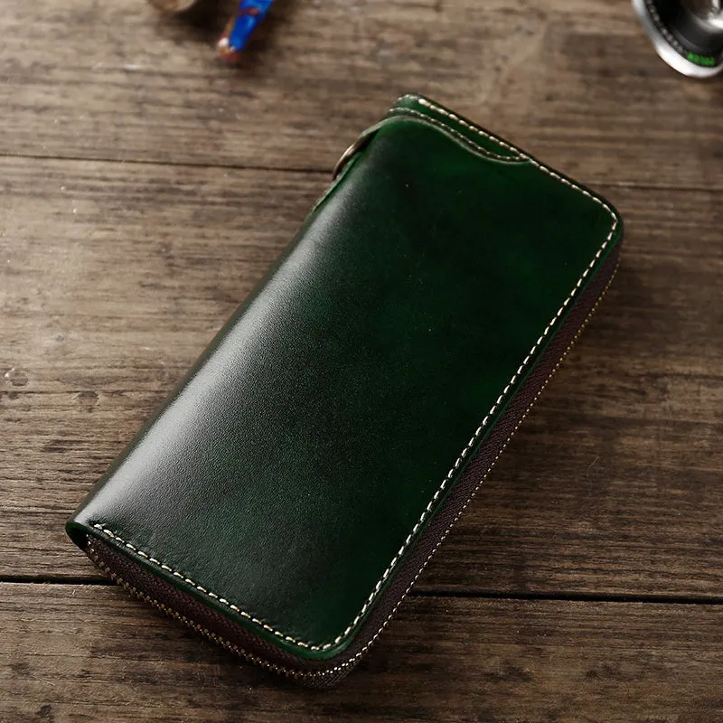 Cool Leather Biker Chain Wallet Mens Vintage Biker Long Zip Wallet for Men