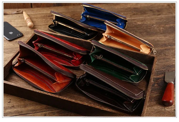 Cool Leather Biker Chain Wallet Mens Vintage Biker Long Zip Wallet for Men