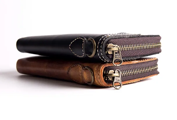 Cool Leather Biker Chain Wallet Mens Vintage Biker Long Zip Wallet for Men