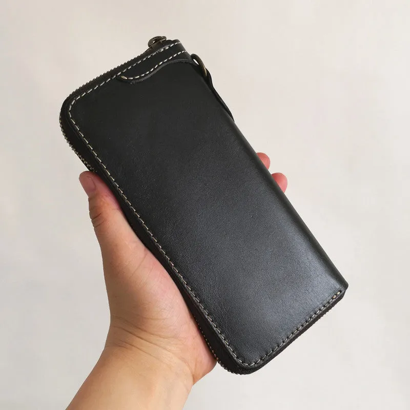 Cool Leather Biker Chain Wallet Mens Vintage Biker Long Zip Wallet for Men