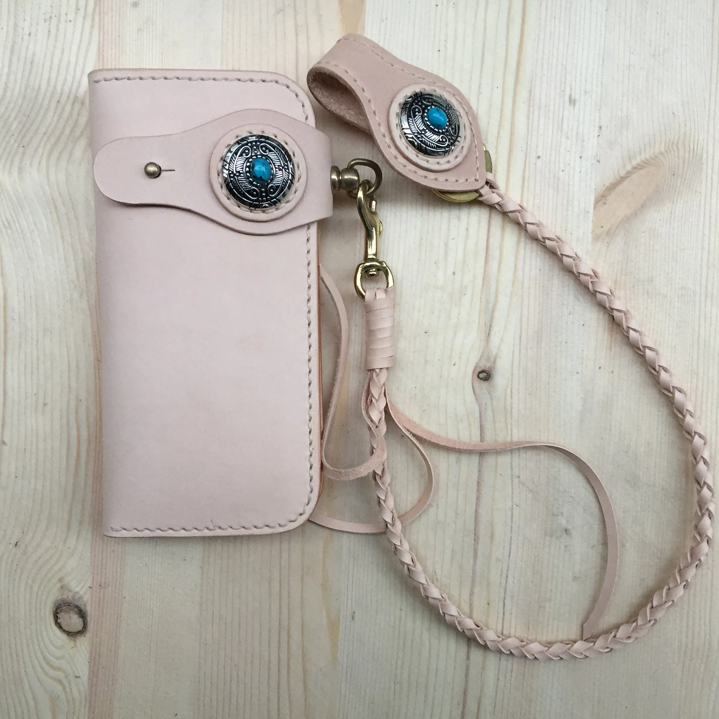 Cool Leather Mens Biker Chain Wallet Handmade Long Chain Wallets with Chain