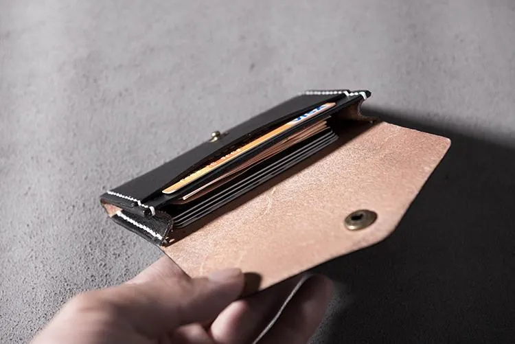 Cool Leather Mens billfold Wallet Card Holder Small Card Slim Wallet for Men