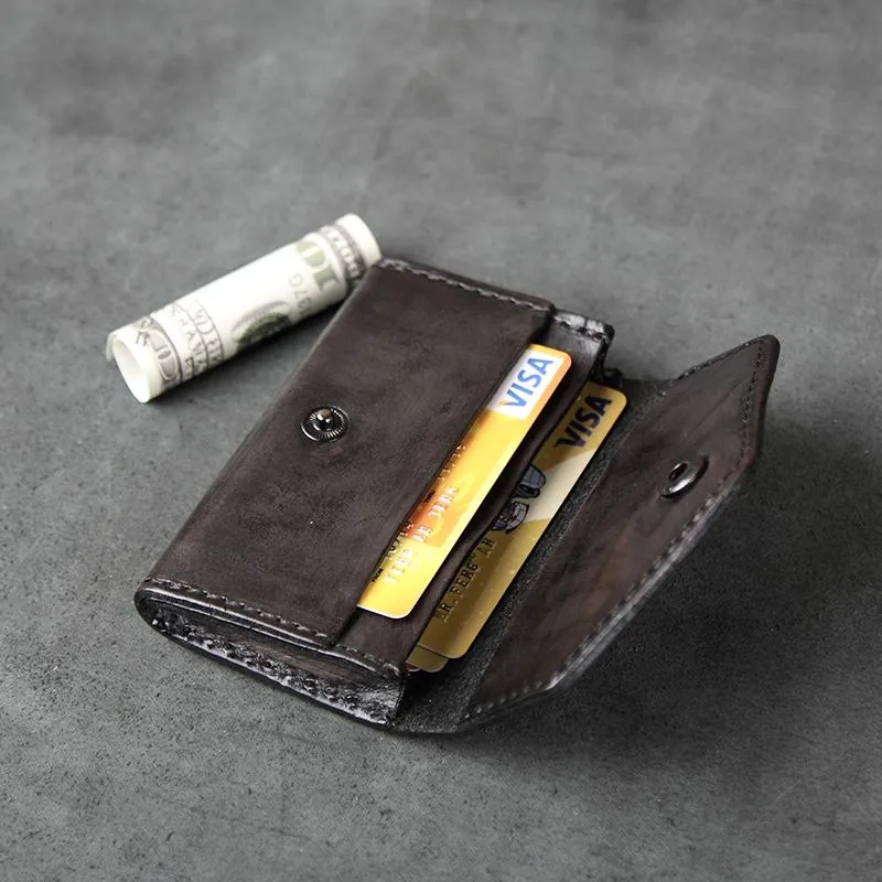 Cool Leather Mens billfold Wallet Card Holder Small Card Slim Wallet for Men