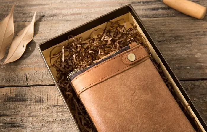 Cool Leather Mens Brown Small Wallet Bifold Vintage Slim billfold Wallet for Men
