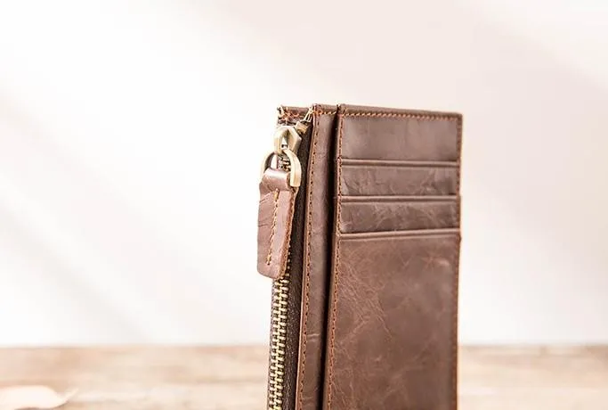 Cool Leather Mens Slim Front Pocket Wallet Small Wallets for Men