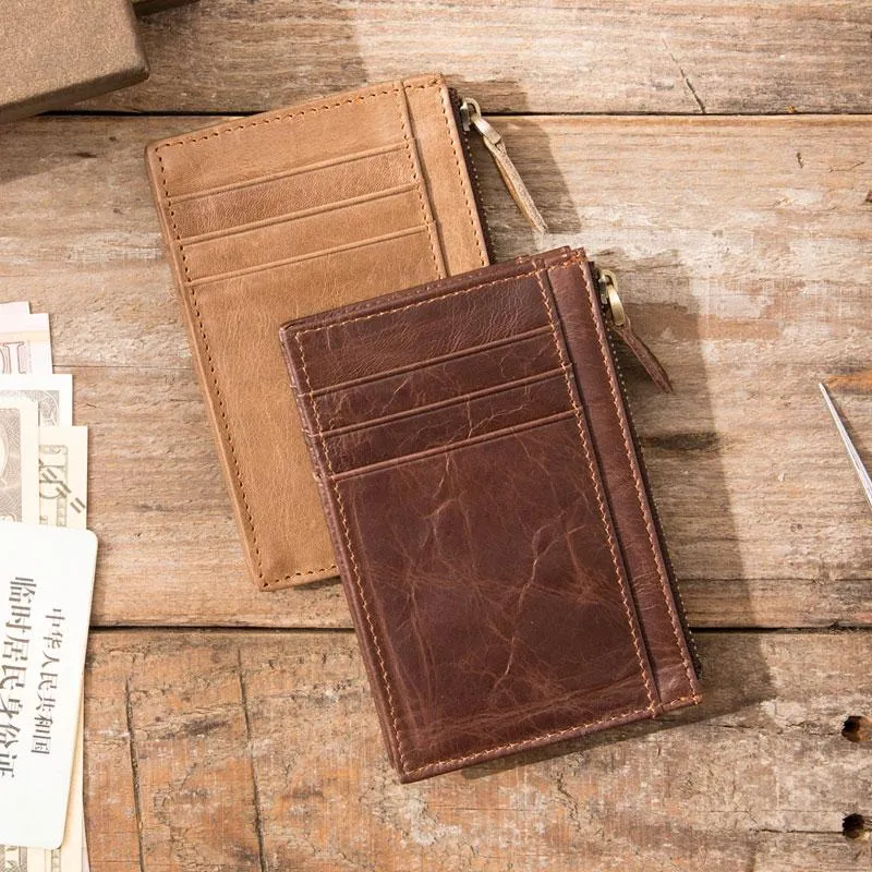Cool Leather Mens Slim Front Pocket Wallet Small Wallets for Men