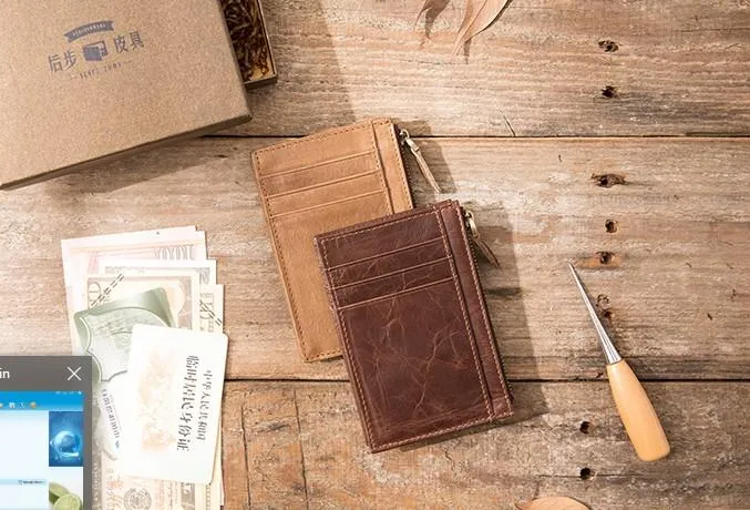 Cool Leather Mens Slim Front Pocket Wallet Small Wallets for Men