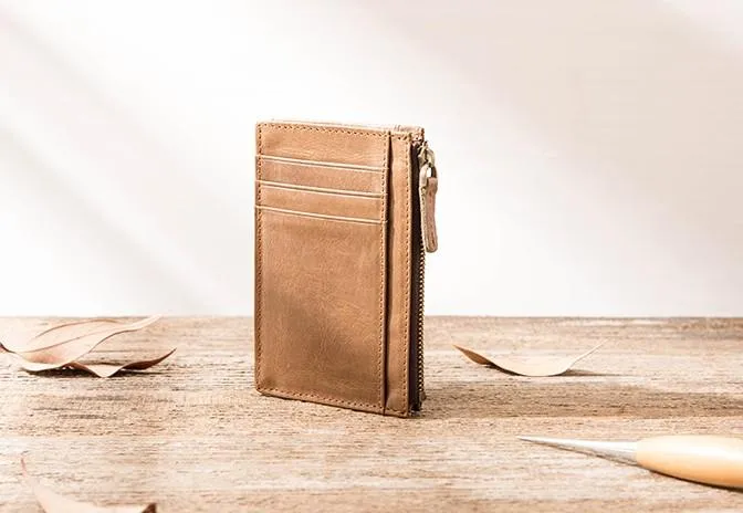 Cool Leather Mens Slim Front Pocket Wallet Small Wallets for Men