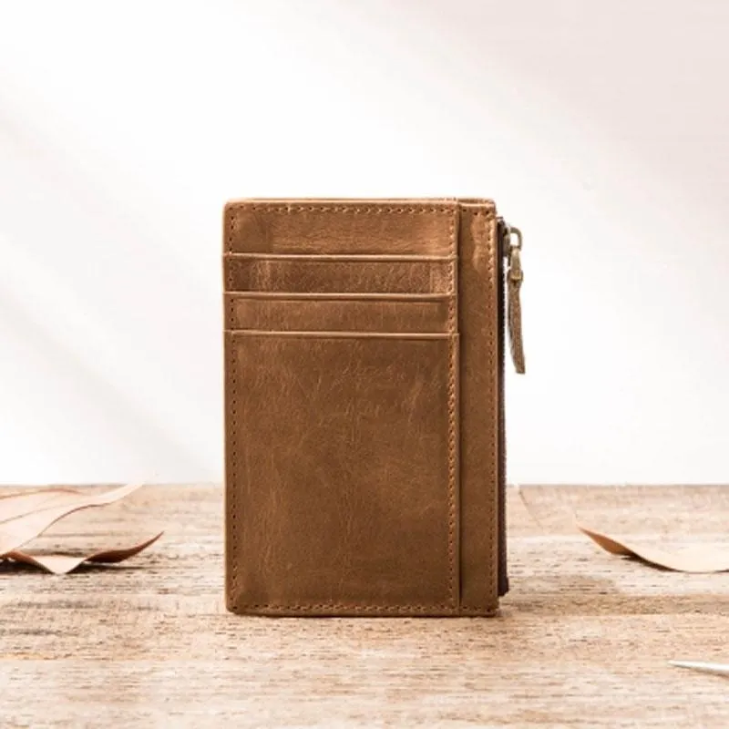 Cool Leather Mens Slim Front Pocket Wallet Small Wallets for Men
