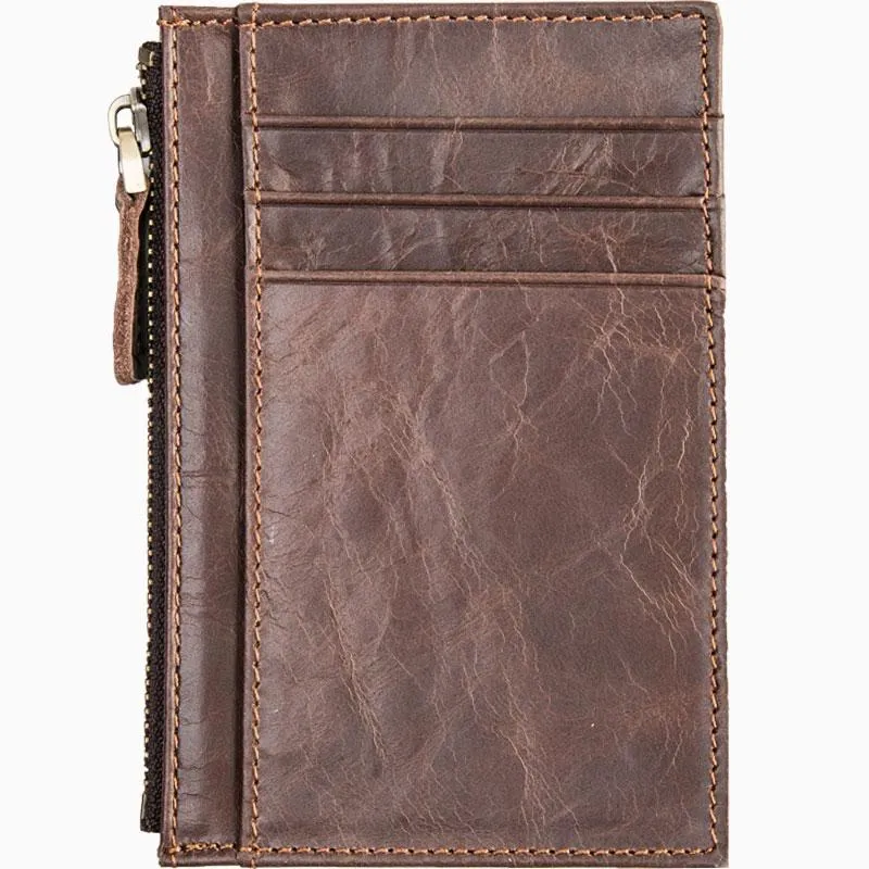 Cool Leather Mens Slim Front Pocket Wallet Small Wallets for Men