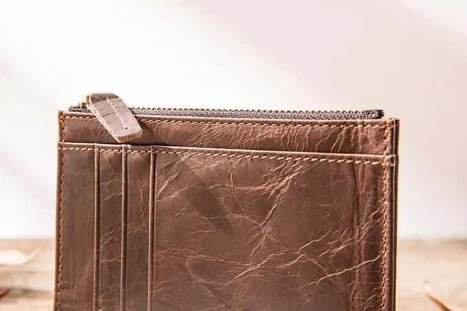 Cool Leather Mens Slim Front Pocket Wallet Small Wallets for Men