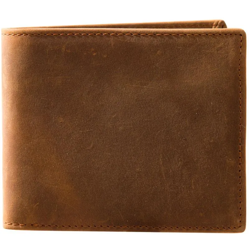 Cool Leather Mens Slim Small Wallet Bifold Vintage billfold Wallet for Men