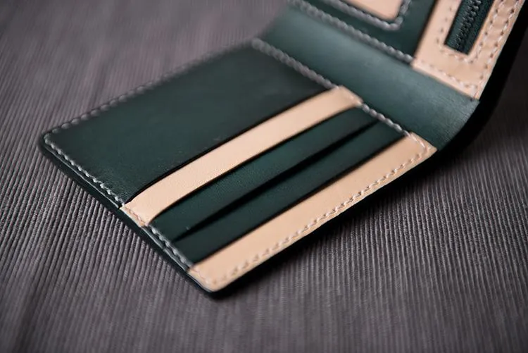 Cool Leather Mens Slim Small Wallet billfold Wallets Bifold for Men