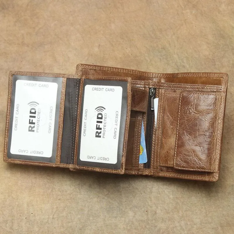 Cool Leather Mens Small Wallet billfold Bifold Wallet Front Pocket Wallet for Men