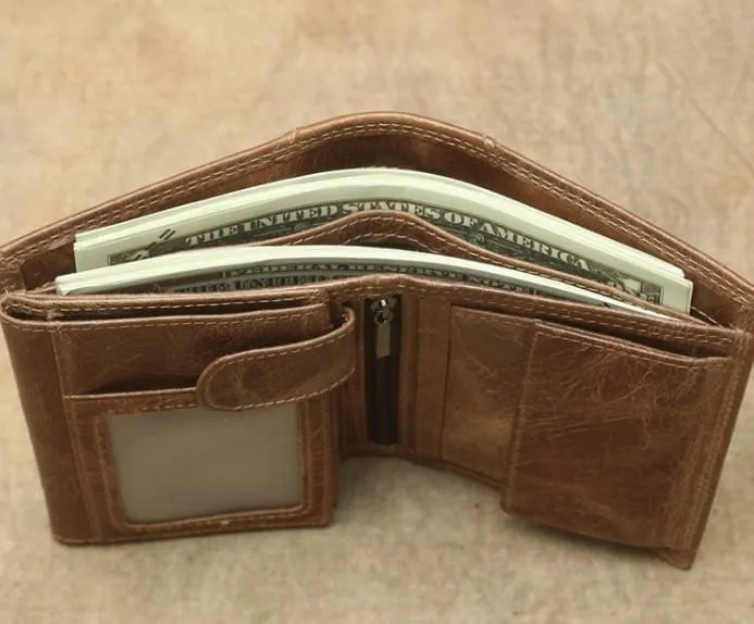 Cool Leather Mens Small Wallet billfold Bifold Wallet Front Pocket Wallet for Men